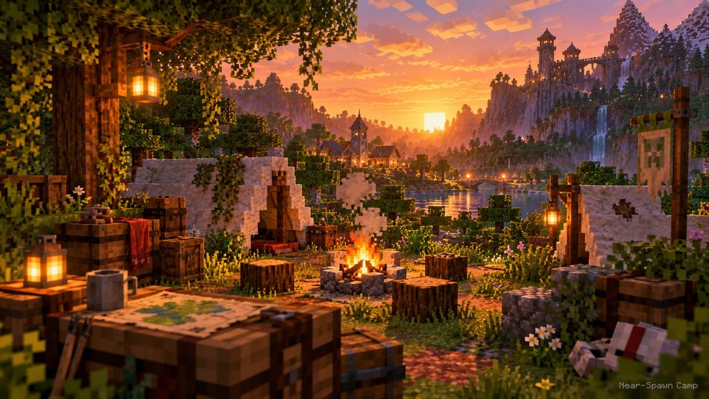 Near-spawn Abandoned Camp in Minecraft Java 26.3 seed 104851243875522