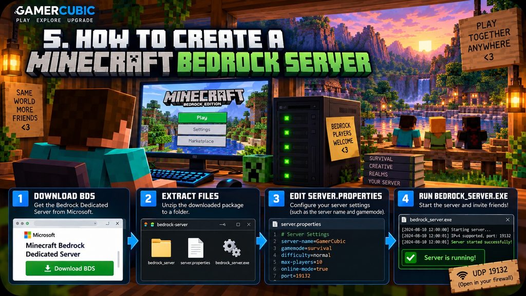Steps for creating a Minecraft Bedrock Dedicated Server