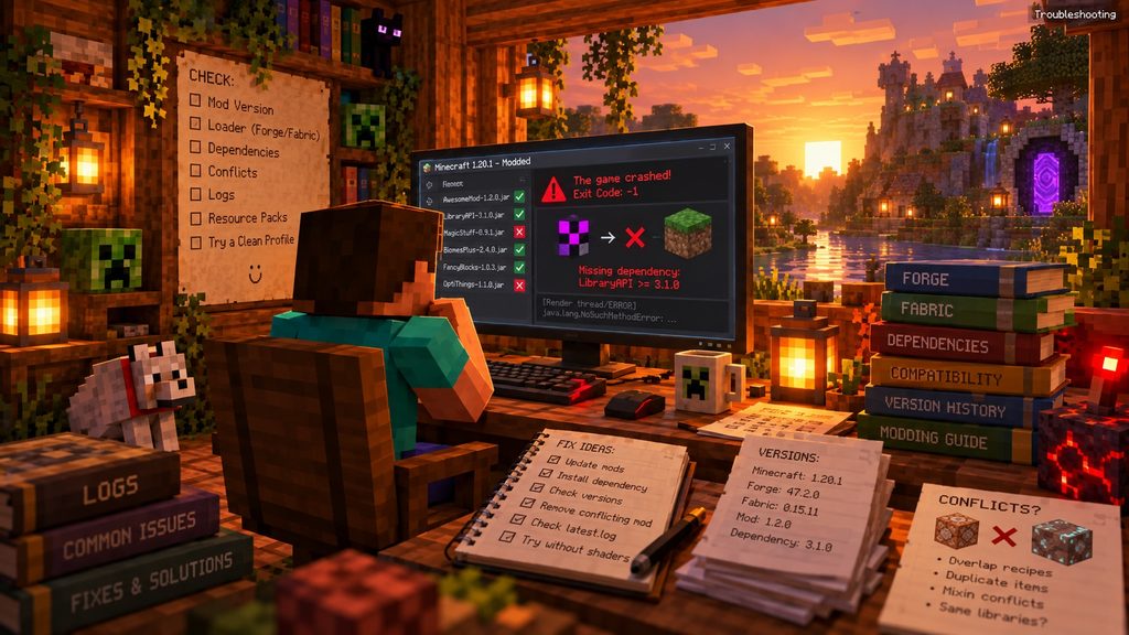Minecraft mod troubleshooting checklist