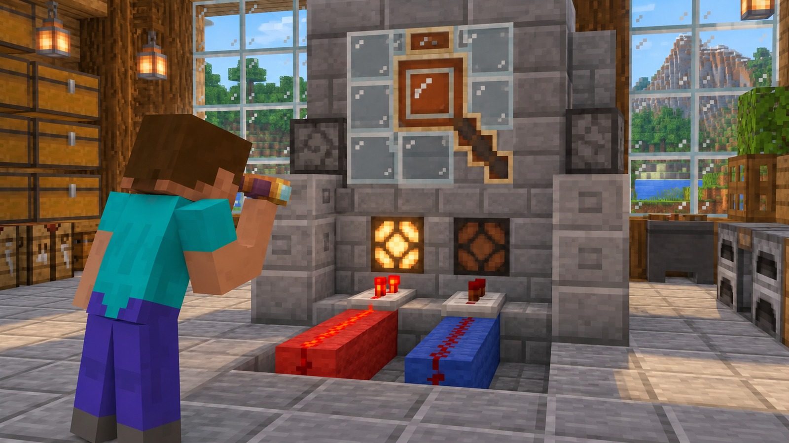 Minecraft-style player checking which graphics path is active
