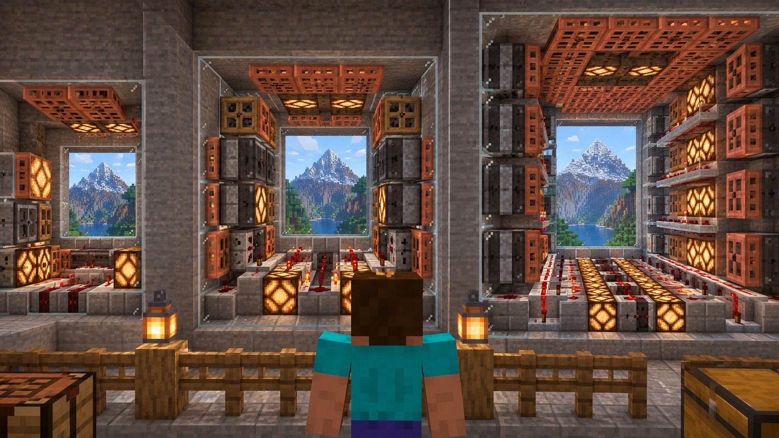 Minecraft-style hardware bays producing different graphics performance