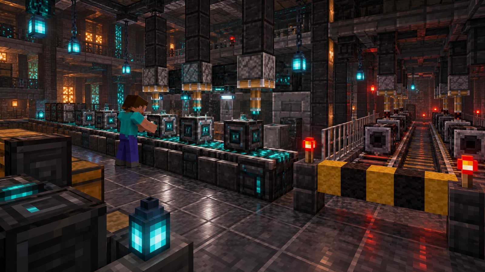 Minecraft-style dark-metal NeoForge workshop aligning compatible modules