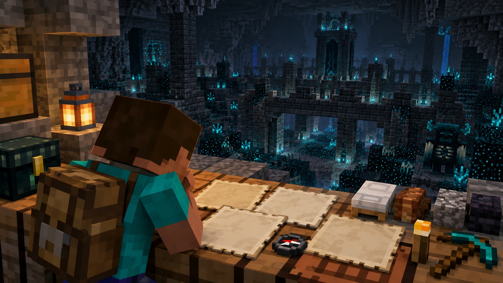 Minecraft-style mapping table comparing ancient city routes