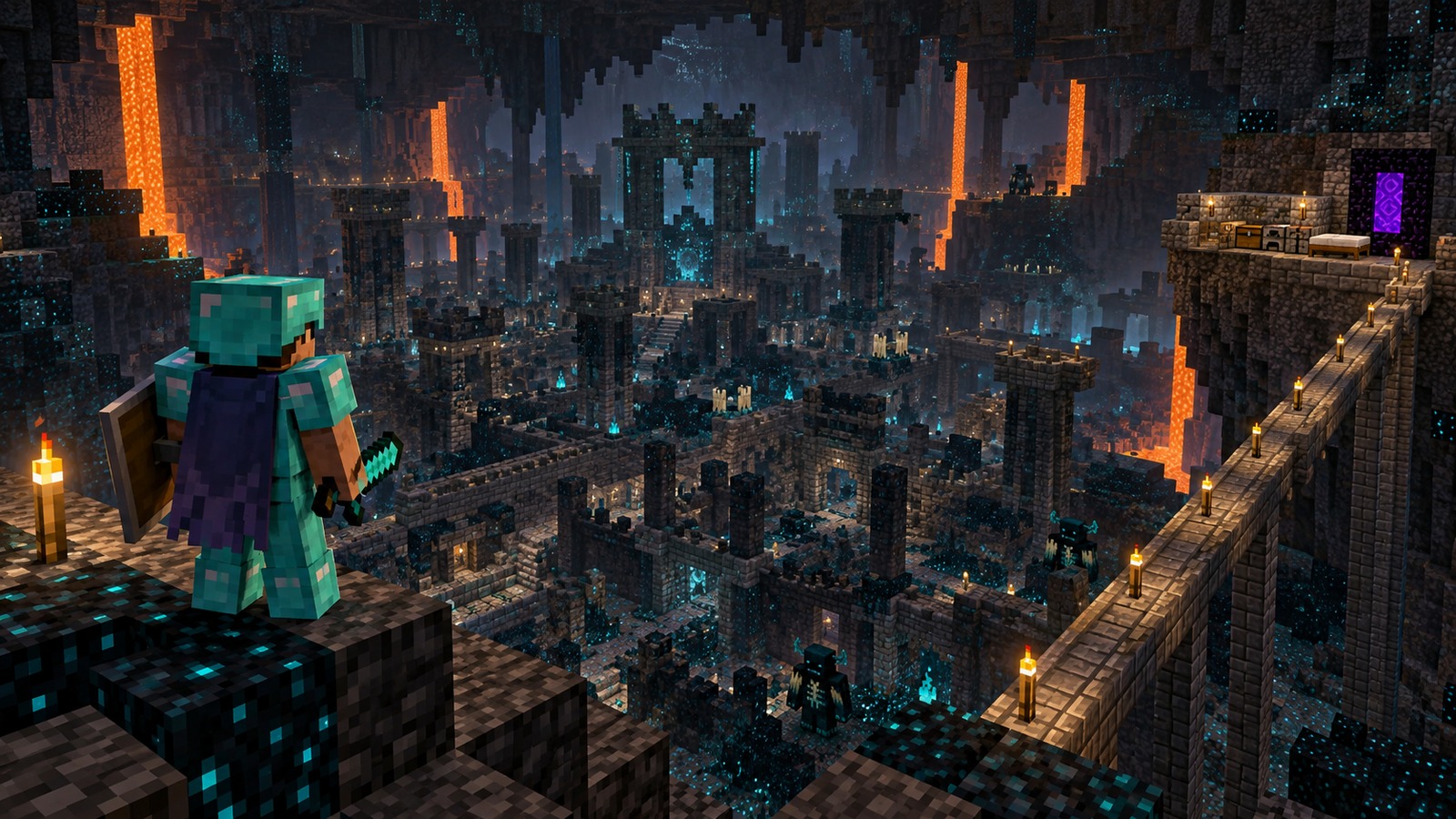 Minecraft-style final recommendation scene for ancient city seeds