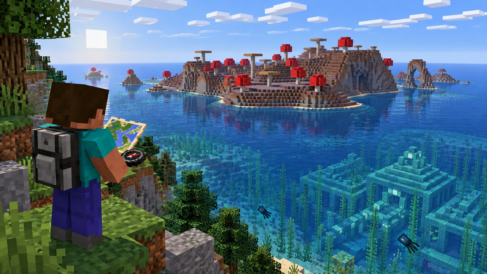 Minecraft-style explorer reviewing a Java 26.3 world before travelling