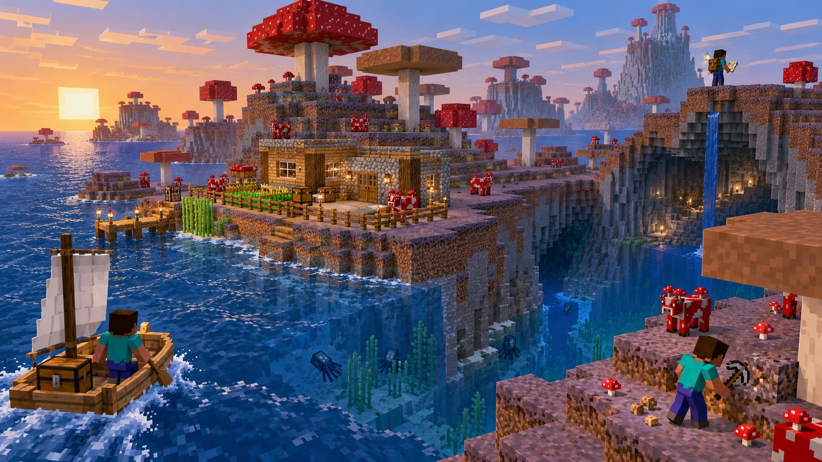 Minecraft-style overview of mushroom island seed categories