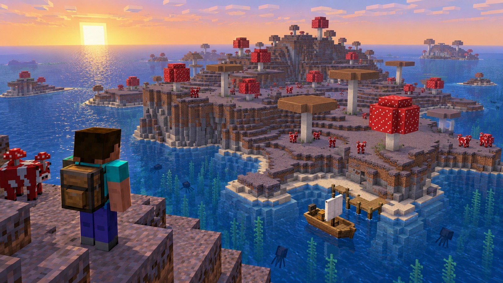 Minecraft-style closest calm-base island editorial scene