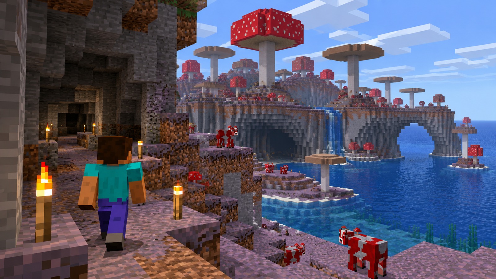 Minecraft-style remote-feeling safe base editorial scene
