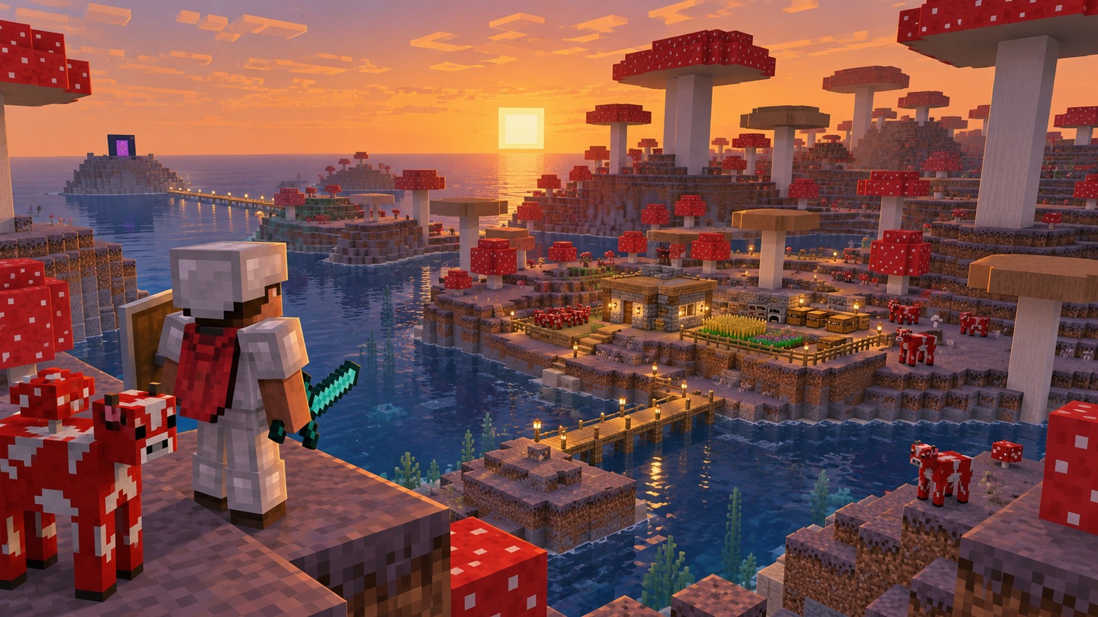 Minecraft-style final recommendation scene for mushroom island seeds