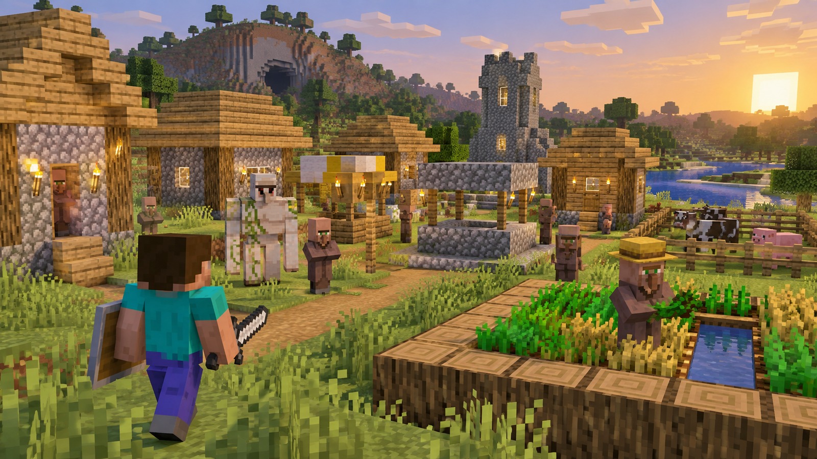 Minecraft-style explanation of village at spawn