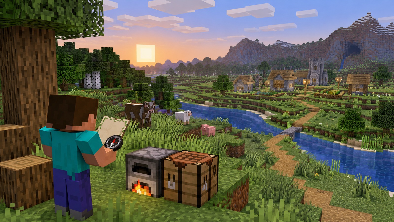 Minecraft-style world creation and seed navigation concept