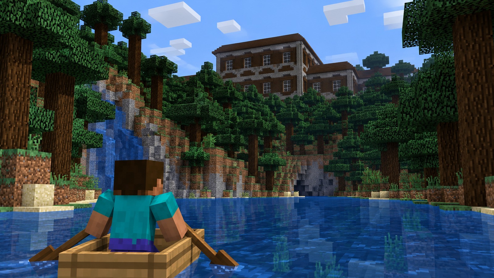 Minecraft-style quiet trial-chamber mansion editorial scene