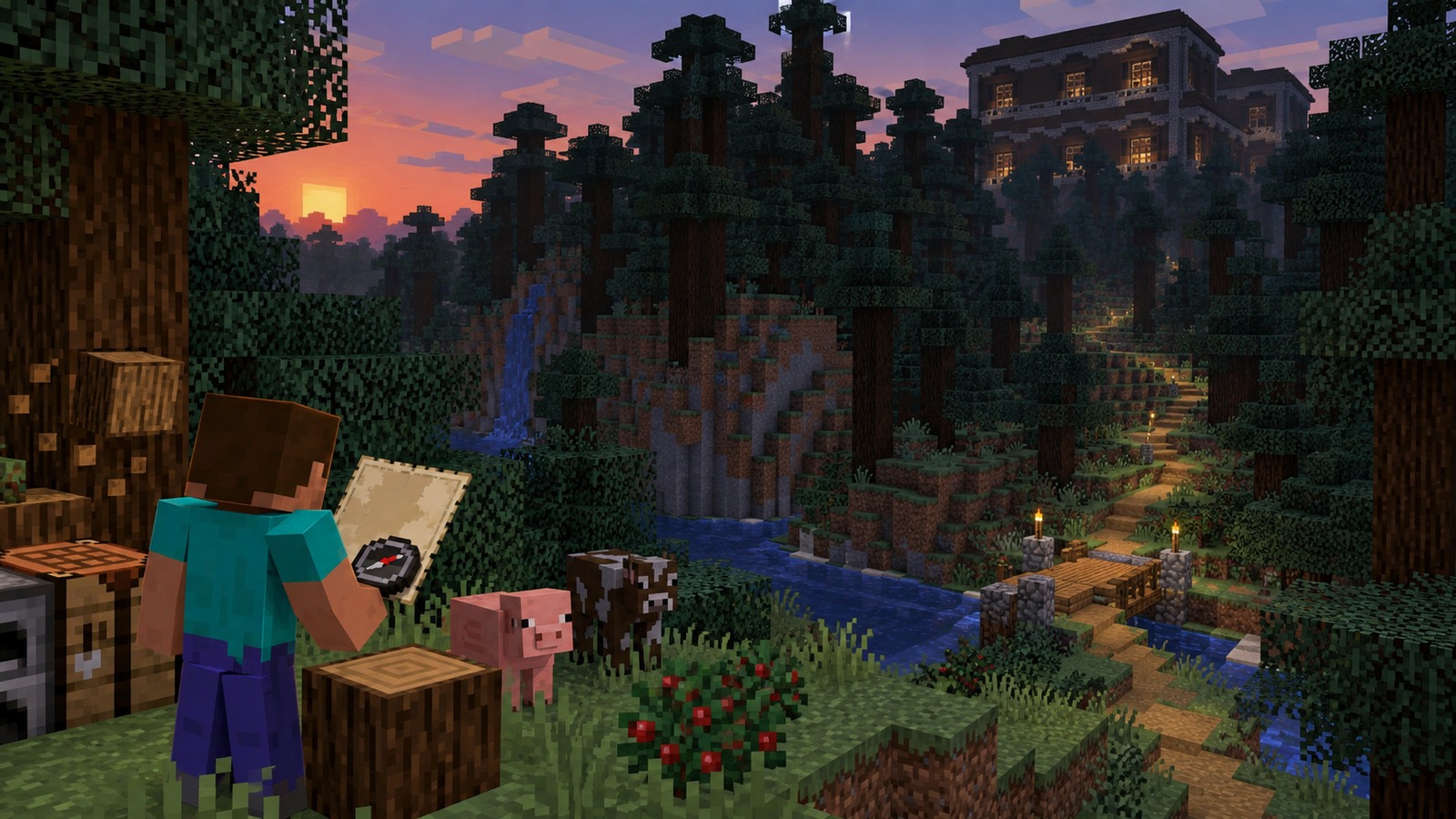 Minecraft-style world creation and seed navigation concept